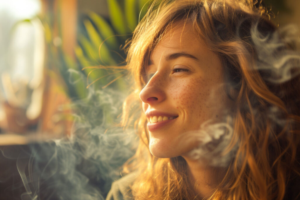 Woman smokes weed as she ponders legalization vs decriminalization